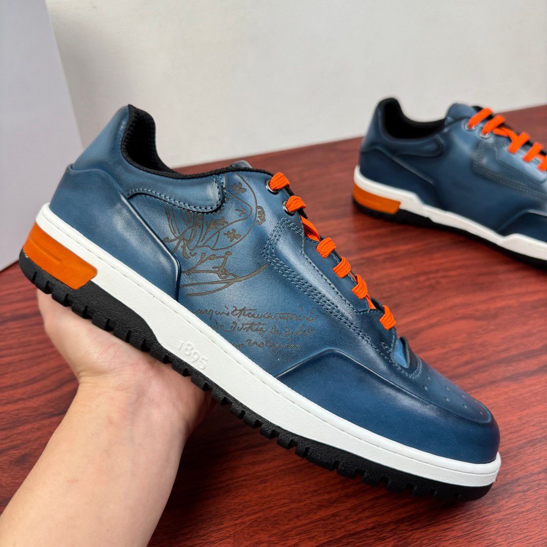 BERLUTI 👟 SHOES Urban Steel Orange Lace Sneakers