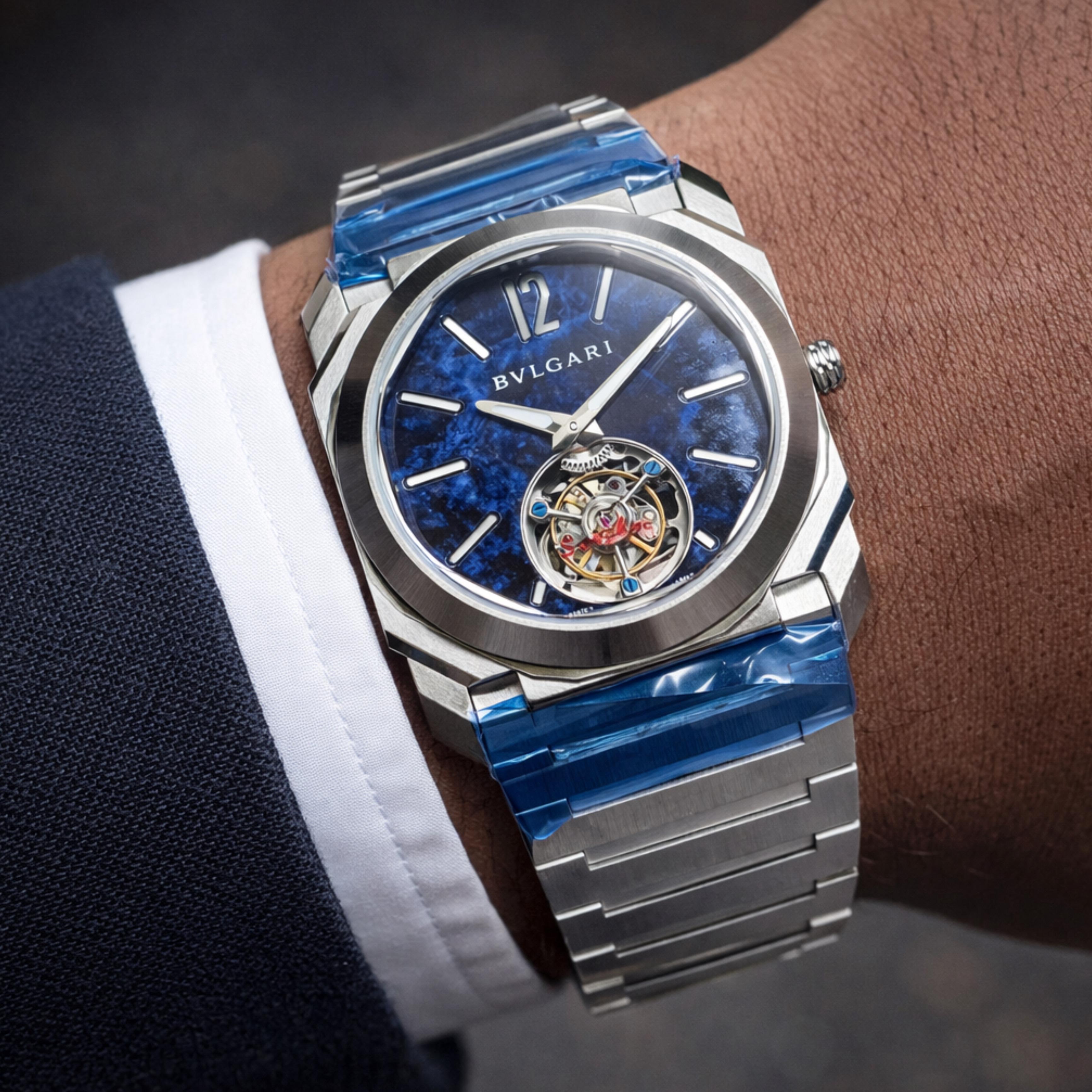 Royal Blue Tourbillon Steel Watch