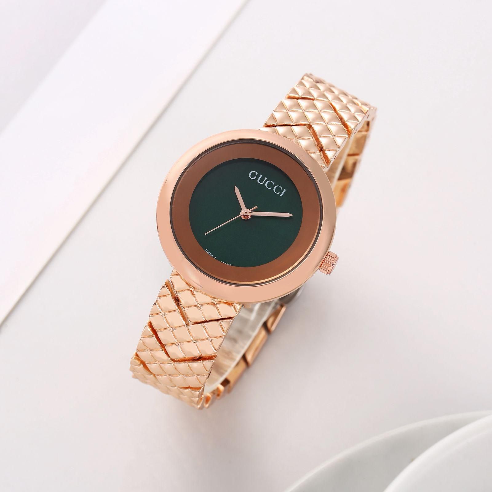 Gucci Emerald Dial Rose Gold Bracelet Watch
