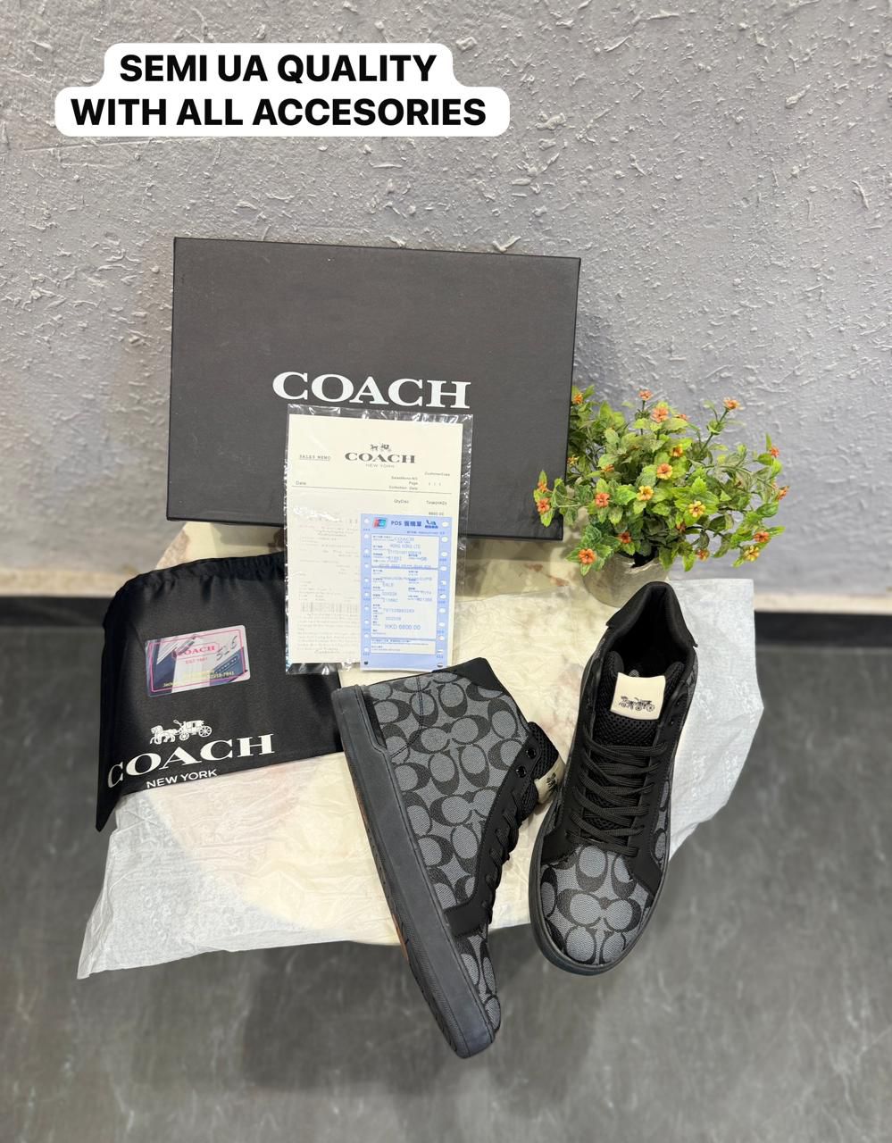 COACH-USA MID GREY WHITE TRAINERS